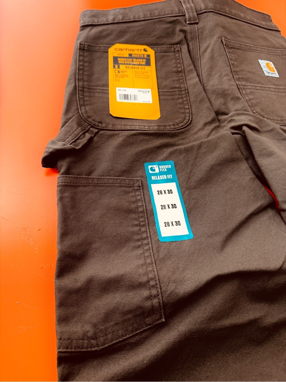 NWT-Carhartt Men’s Brown Work Pants - Durable Canvas Utility Trousers 28” x 30” - Picture 3 of 5